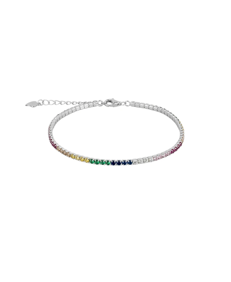 Spero London Rainbow Colourful Sterling Silver Tennis Bracelet