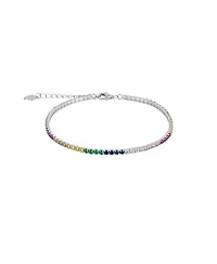 Spero London Rainbow Colourful Sterling Silver Tennis Bracelet