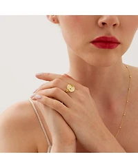 Spero London Sun Face Embossed Sterling Silver Medal Ring