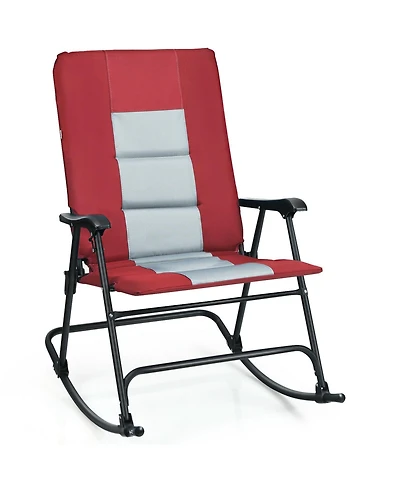 Foldable Rocking Padded Portable Camping Chair with Backrest and Armrest