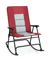 Foldable Rocking Padded Portable Camping Chair with Backrest and Armrest