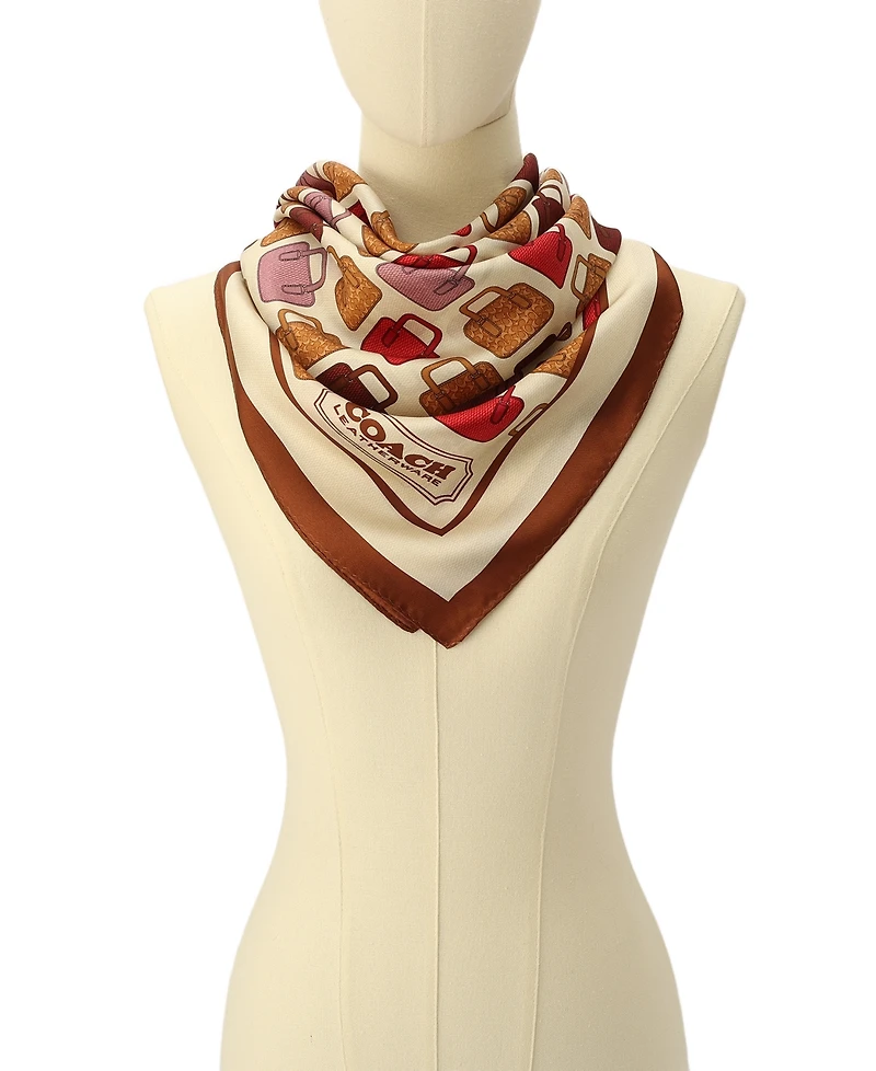 Coach Women's Trompe L'Oeil Bag Print Silk Square Scarf