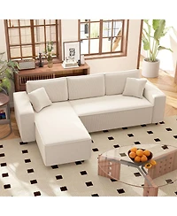 Homcom Chaise Sectional Sofa, Corduroy Fabric Corner Couch,