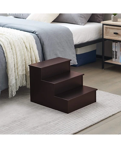 Kings Brand Furniture Darien 3 Step Wood Step Stool for Adults or Kids, Dog Stairs
