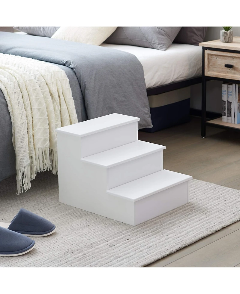 Kings Brand Furniture Darien 3 Step Wood Step Stool for Adults or Kids, Dog Stairs