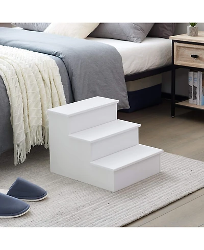 Kings Brand Furniture Darien 3 Step Wood Step Stool for Adults or Kids, Dog Stairs