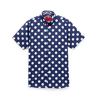 Elie Balleh Boys Navy Short Sleeve Polka Dot Slim Fit Shirt