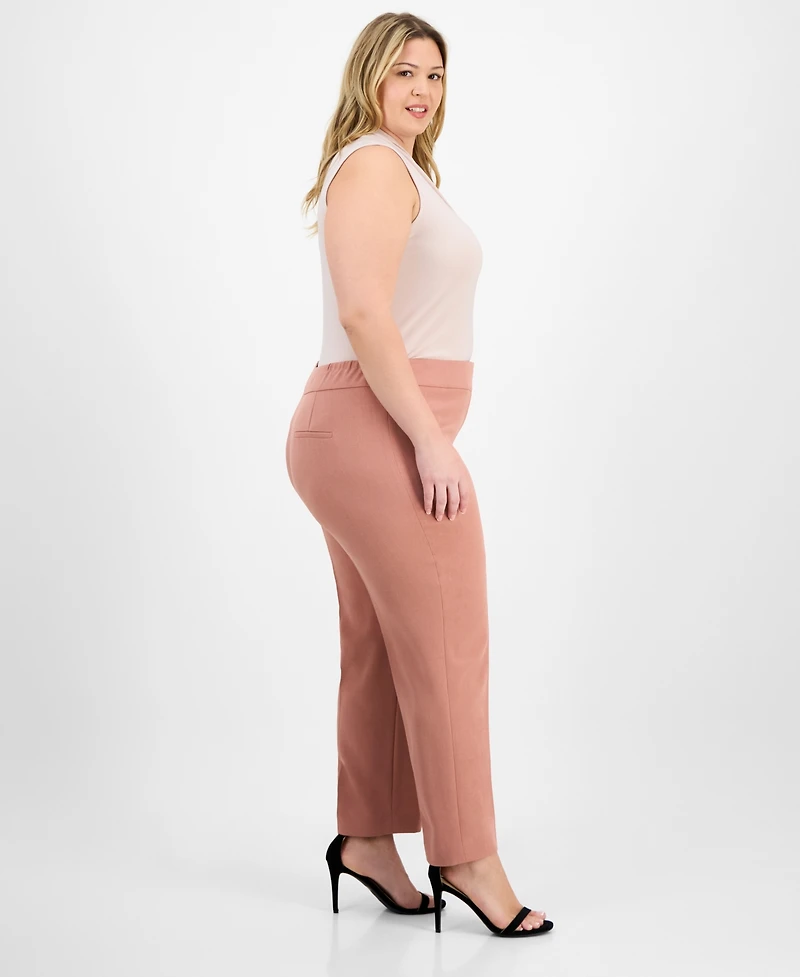 Kasper Plus High-Rise Slim-Leg Pants
