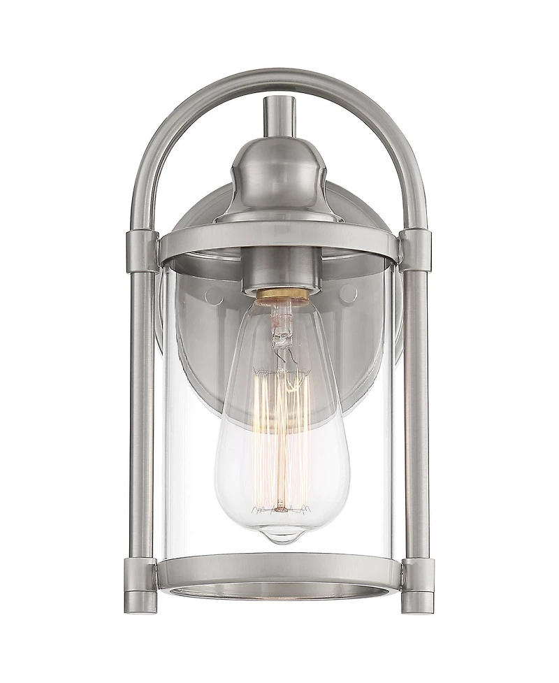 John Timberland Avani Rustic Farmhouse Outdoor Wall Light Fixture Brushed Nickel 10 1/4" Clear Glass for Exterior Barn Deck House Porch Yard Pati