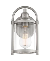 John Timberland Avani Rustic Farmhouse Outdoor Wall Light Fixture Brushed Nickel 10 1/4" Clear Glass for Exterior Barn Deck House Porch Yard Pati