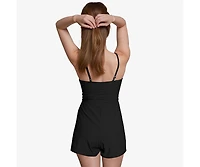 Calypsa Women's Ivy Short Swim Romper With Built-In Bra and Hidden Shorts