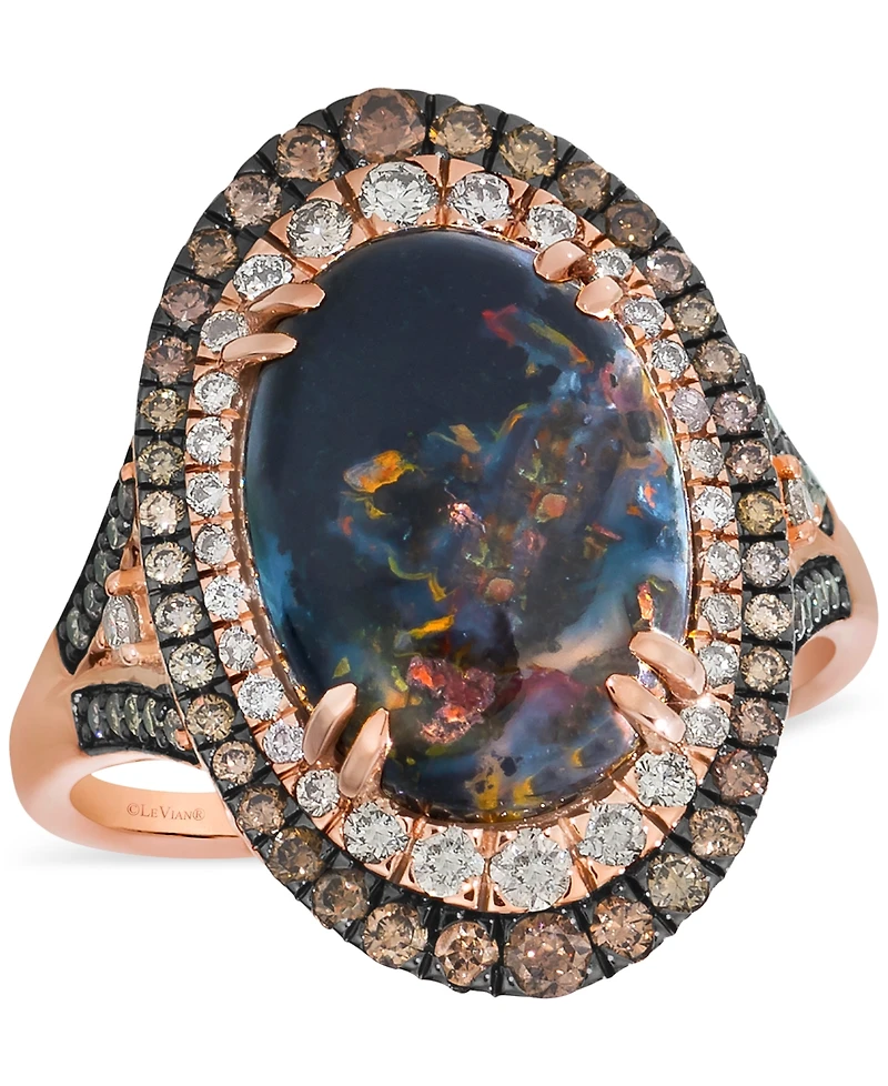 Le Vian Aquadite (4 ct. t.w.) & Diamond (3/4 ct. t.w.) Double Halo Ring in 14k Rose Gold
