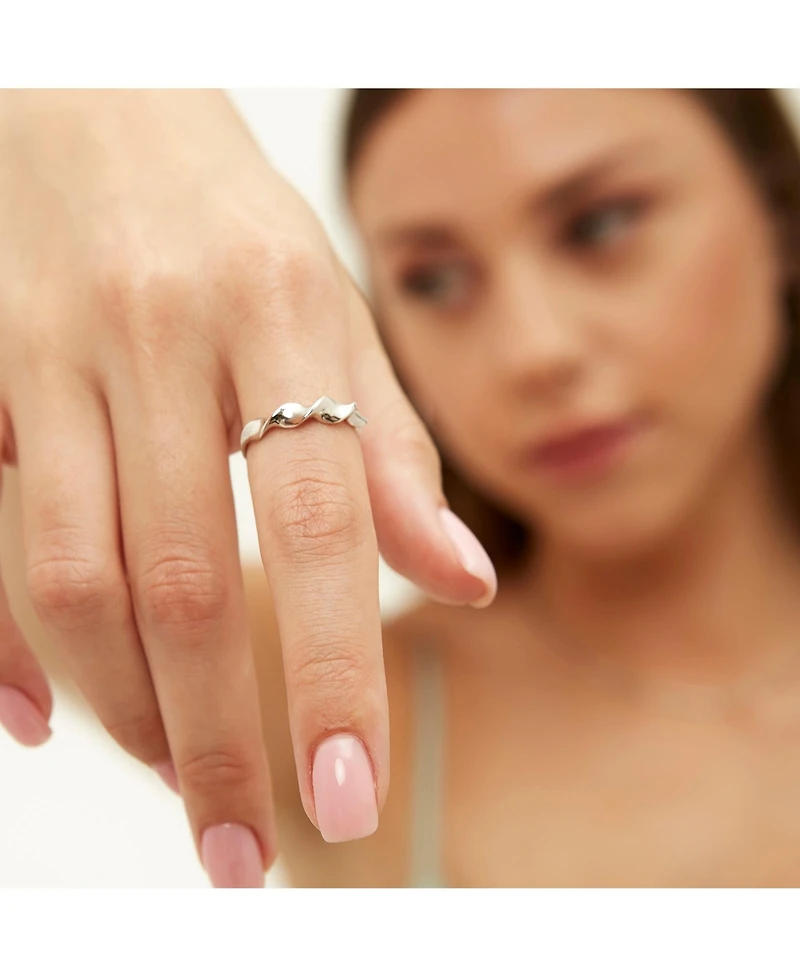 Spero London Helical Sterling Silver Ring Lightly Twisted Ring