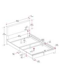 CorLiving Celeste Modern Low-Profile Upholstered Bed Frame with Padded Headboard in Full, King, Queen, and Twin