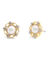 Coach Faux Stone Signature Heritage Cultivated Pearl Stud Earrings
