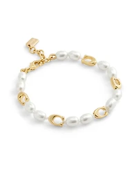 Coach Faux Cultivated Pearl Signature Heritage Strand Bracelet