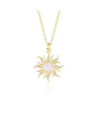 Spero London White Opal Sun & Sunburst Necklace Sterling Silver