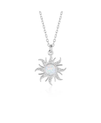 Spero London White Opal Sun & Sunburst Necklace in Sterling Silver