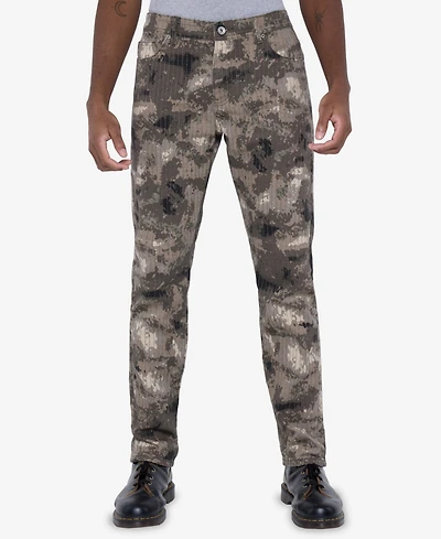 Raw X Men's Printed Denim Vertical Stitching Jeans