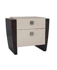 Two-Drawer Mirrored Nightstand with Ample Storage and Wood Construction