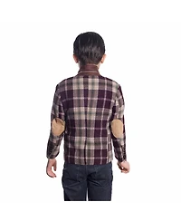 Elie Balleh Boys Wine Slim Fit Plaid Sports Coat