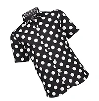 Elie Balleh Big Boys Black Short Sleeve Navy Polka Dot Slim Fit Shirt