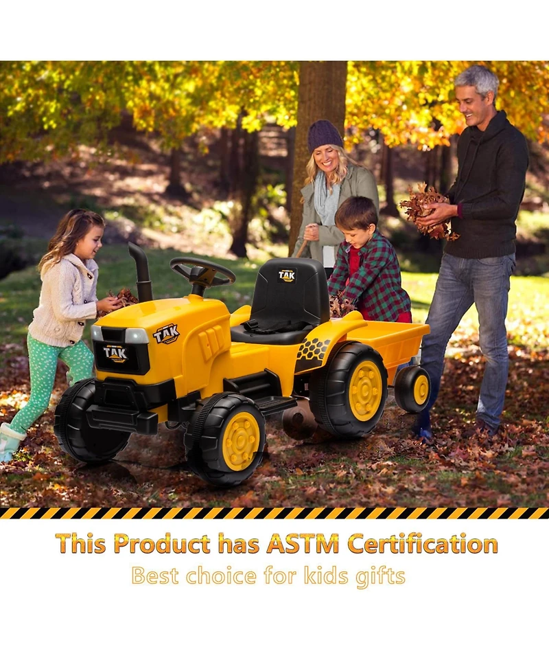 ExperienceJoywhale Kids 12V Ride-On Tractor with Detachable Trailer