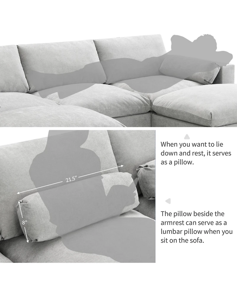 Chenille Modular Sectional Sofa with Ottomans & Pillows