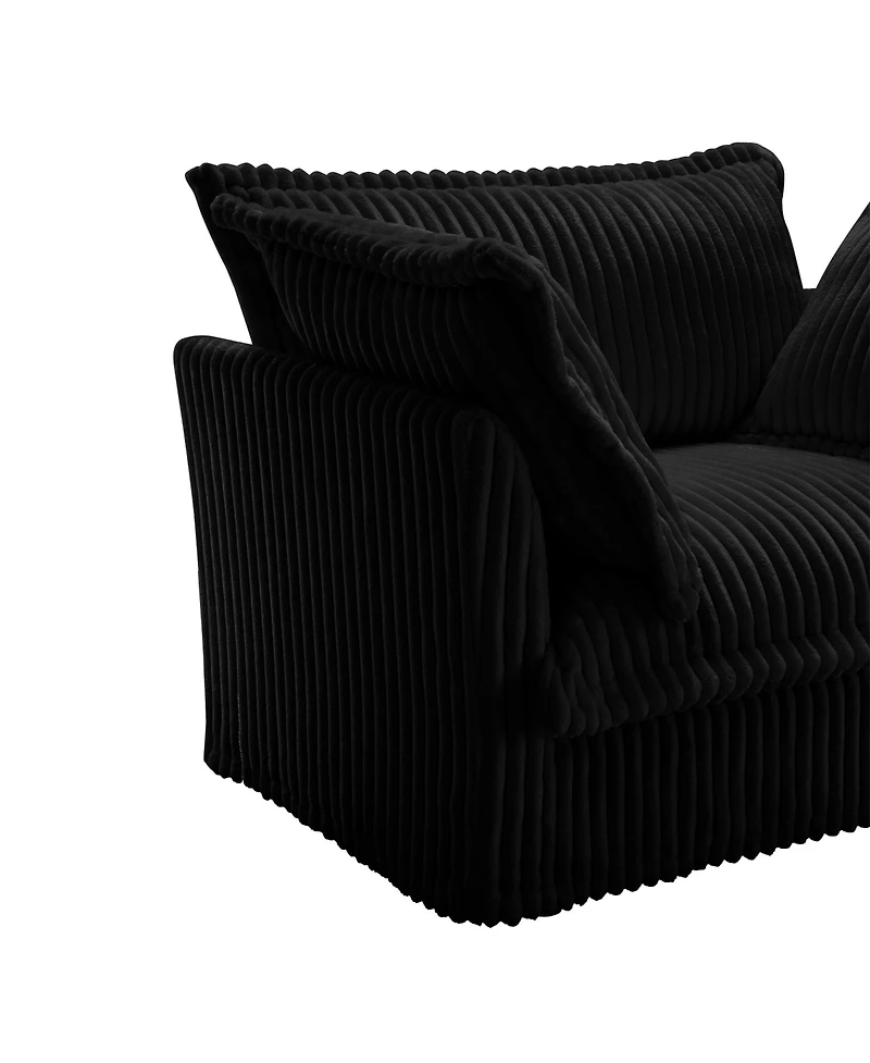 Streamdale Black Corduroy Armchair Set with Pillows
