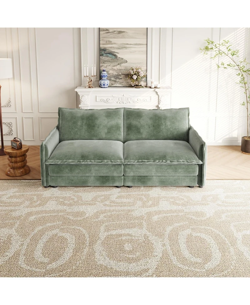 Corduroy Loveseat Sofa with Pillows