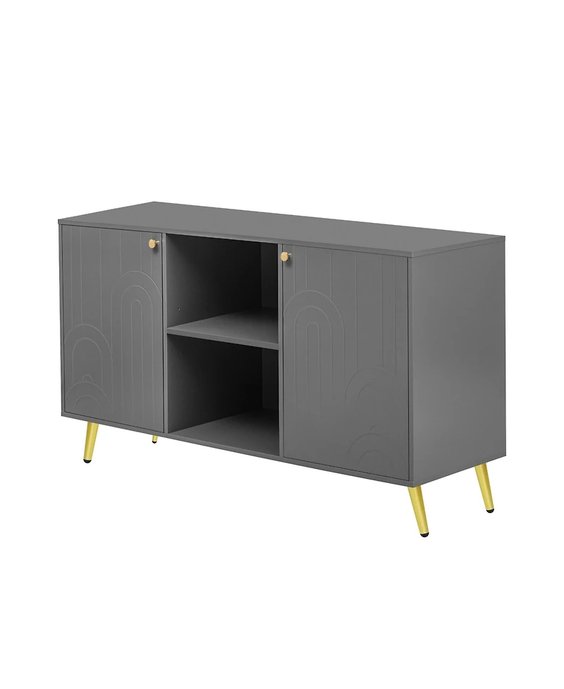 Streamdale Modern Tv Stand with Adjustable Shelf, Metal Legs