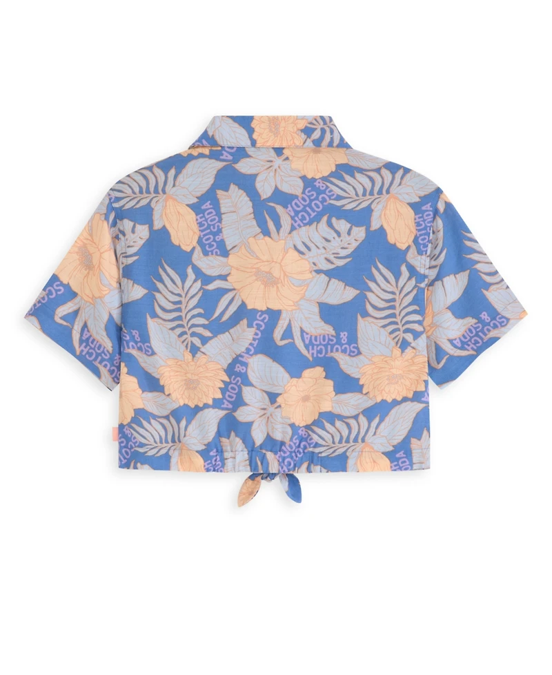 Scotch & Soda Big Girls Short Sleeve Front Button Up Shirt