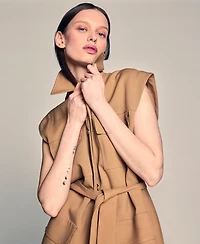 Kenneth Cole Women's Vision Twill Belted Cargo Vest