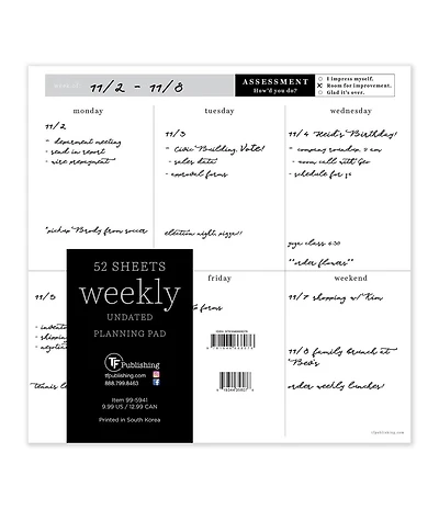 Executive Weekly Square Schedule Pad
