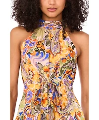 Msk Women's Printed Halter Asymmetrical-Hem Jumpsuit