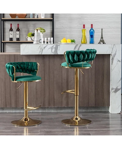 Streamdale Adjustable Swivel Bar Stools with Chrome Base (Set of 2)