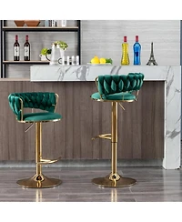 Streamdale Adjustable Swivel Bar Stools with Chrome Base (Set of 2)