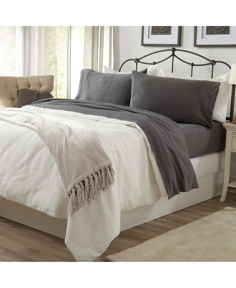 Linery & Co. Heathered Melange Cotton Jersey Knit Sheet Set
