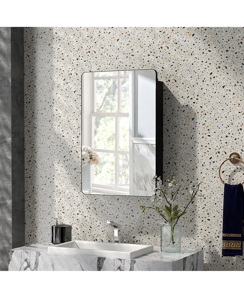 Gymax 20 x30 Inch Bathroom Mirror Cabinet w/ Aluminum Frame Adjustable Shelves
