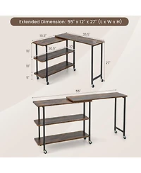 360° Rotating Sofa Side Table with 2-Tier Storage Shelves