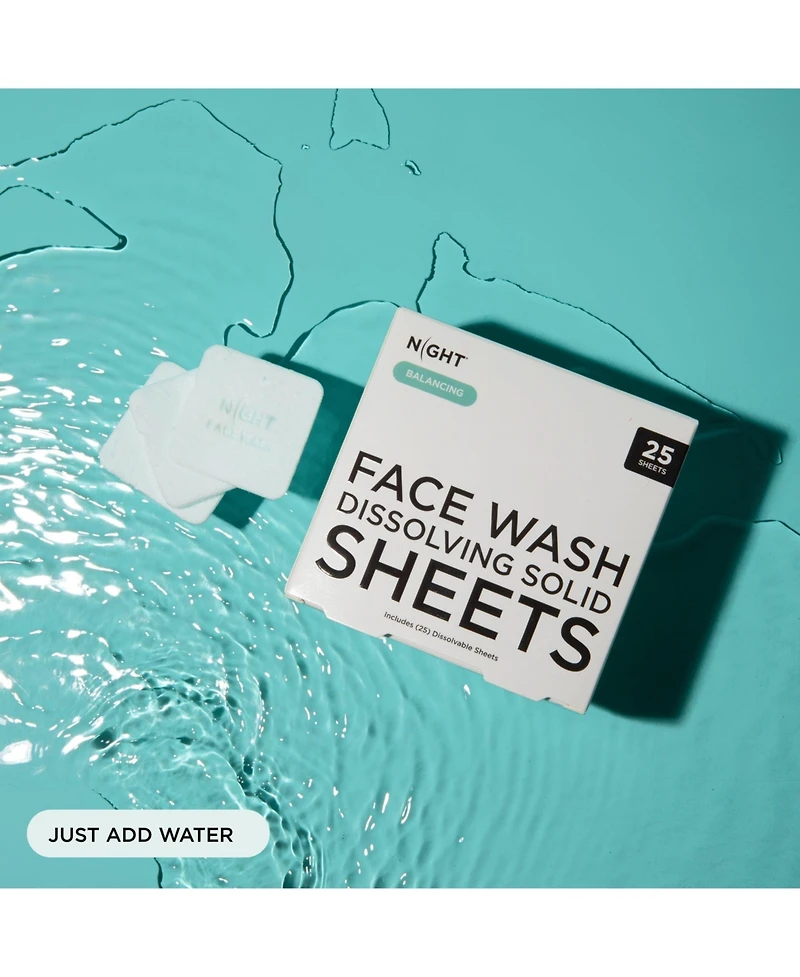 Mess Free Face Wash Sheets, Instantly Dissolves, 25 Washes