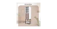 57 Inch Bathroom Tall Cabinet with 1 Door and 4 Shelves Narrow Storage Unit with Adjustable Shelves