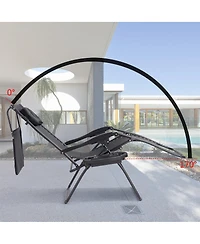 Gymax Folding Recliner Zero Gravity Lounge Chair W/ Shade Canopy Cup Holder