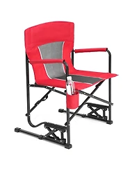 Mondawe Outdoor Freestyle Rocker Camping Chair Portable Folding Rocking Chair with Solid, Durable Armrests, Drink Holder & Comfortable Backrest