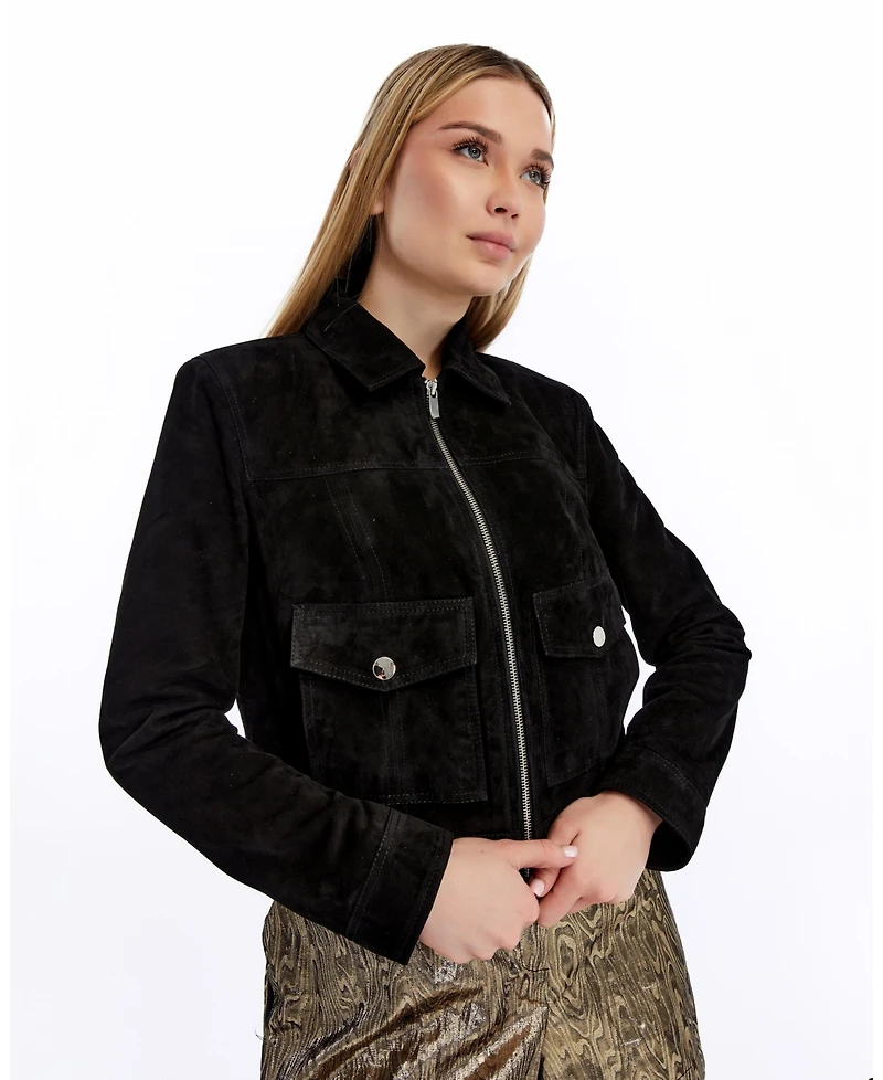 Furniq Uk Women's Cropped Suede Jacket, Created For Macy's