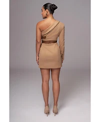 Jluxlabel Women's One Shoulder Suede Blazer Dress