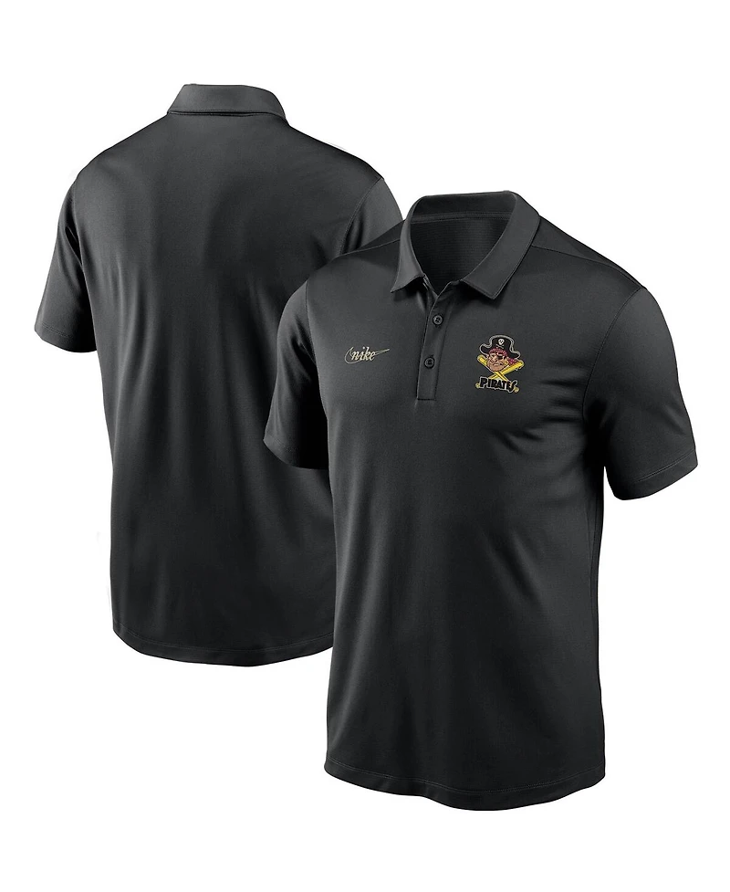 Nike Men's Black Pittsburgh Pirates Cooperstown Collection Logo Franchise Performance Polo Shirt