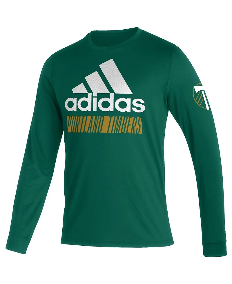 Adidas Men's Green Portland Timbers Vintage Aeroready Long Sleeve T-Shirt