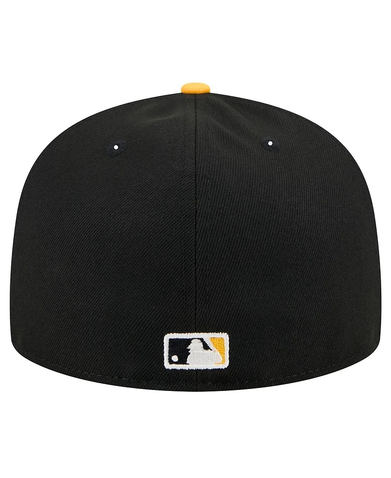 New Era Men's Black Pittsburgh Pirates Shadow Stitch 59FIFTY Fitted Hat