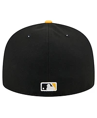 New Era Men's Black Pittsburgh Pirates Shadow Stitch 59FIFTY Fitted Hat